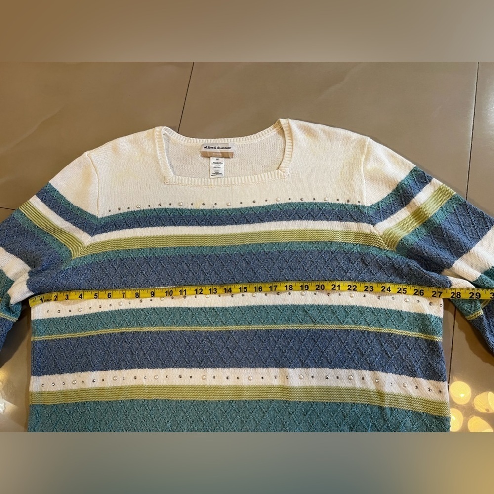 Alfred dunner Women multicolored sweater cardigan pullover Plus Size 2X pearls - Picture 5 of 16